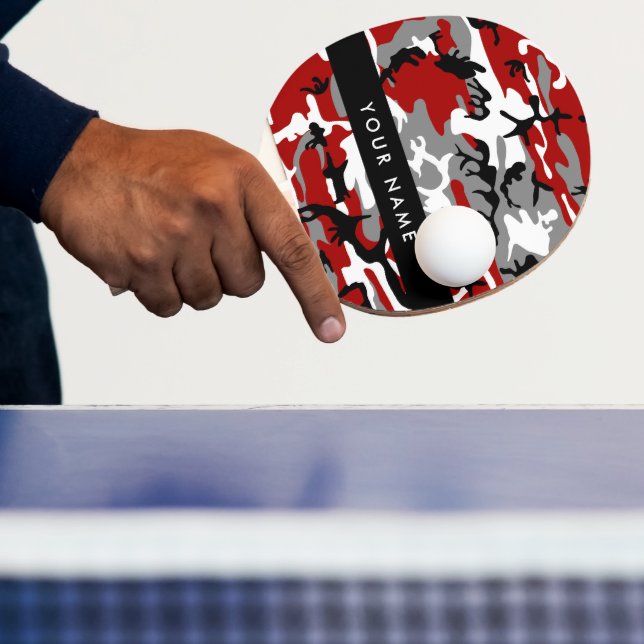 Rot und Gray Camouflage Ihr Name personalisieren Tischtennis Schläger (InSitu)