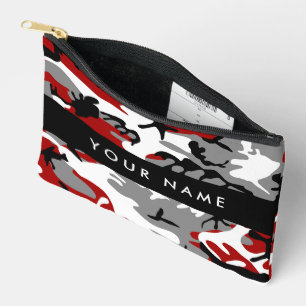 Rot und Gray Camouflage Ihr Name personalisieren Zubehörtasche
