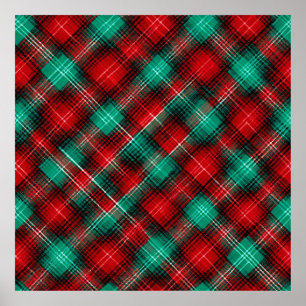 Rot und grün diagonal kariert poster