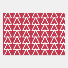 Rot und Grün Dreiecksmuster Weihnachten Geschenkpapier Set