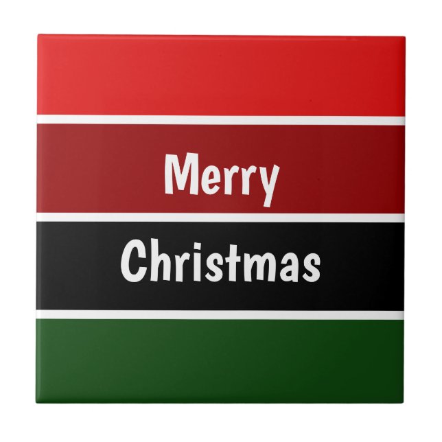 Rot und Grün frohe Weihnachten Fliese (Vorderseite)