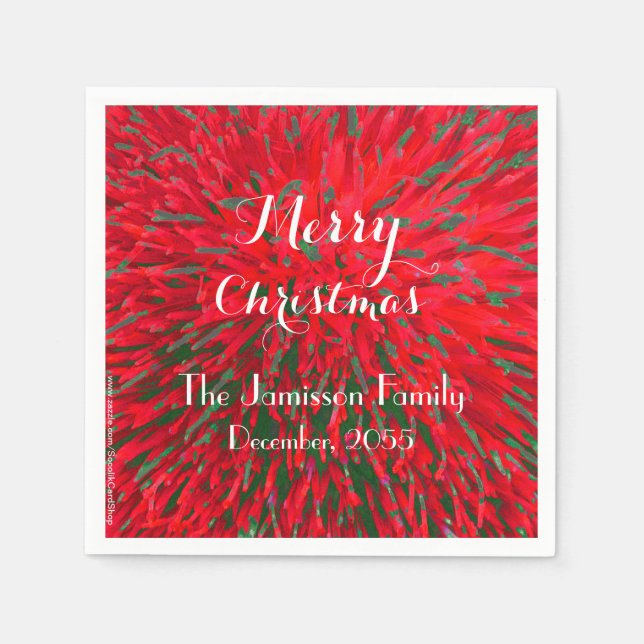 Rot und Grün frohe Weihnachten, Name, Party Serviette (Vorderseite)