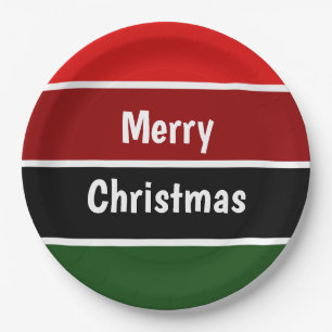 Rot und Grün frohe Weihnachten Pappteller