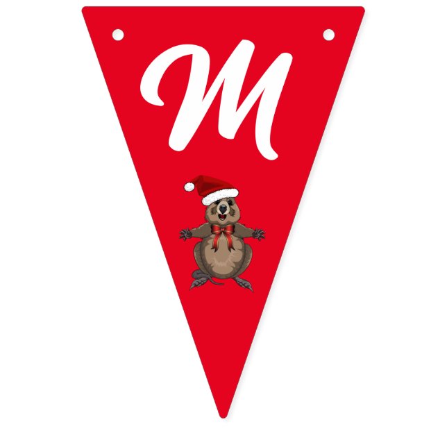 Rot und Grün frohe Weihnachten Quokka Wimpelkette (Erste Fahne)