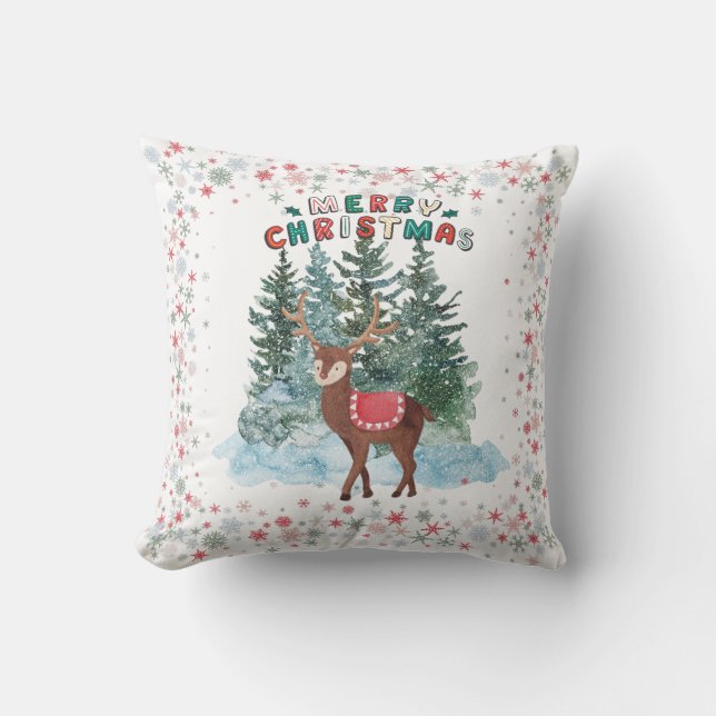 Rot und Grün frohe Weihnachtsbaum Kissen (Vorderseite)
