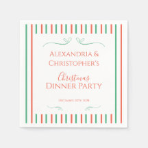 Rot und Grün gestreifte Weihnachts-Dinnerparty