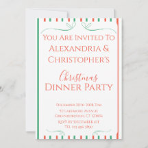 Rot und Grün gestreifte Weihnachtsdinnerparty
