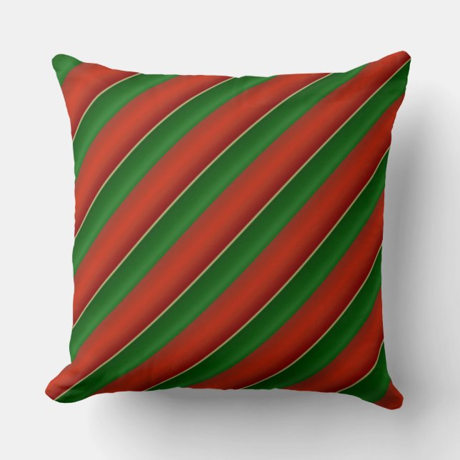 Rot und grün gestreiftes Holiday Throw Kissen (Vorderseite)