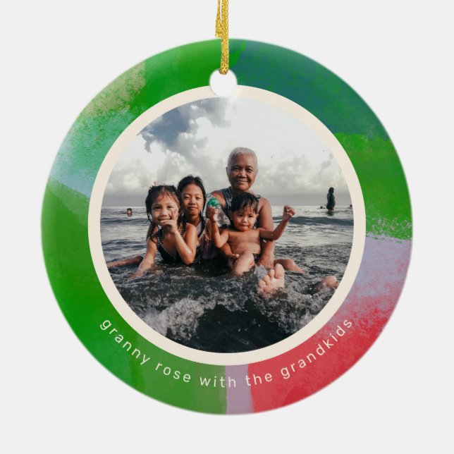 Rot und grün gestrichene Rahmen Zwei Foto Keramik Ornament (Hinten)