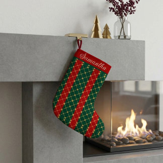 Rot und Grün kariert Weihnachts-Plaid Gold Punkte Kleiner Weihnachtsstrumpf