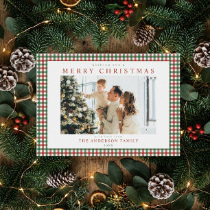 Rot und Grün kariert Weihnachtsfoto Feiertagskarte