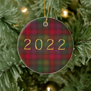 Rot und grün, Keramik mit Tartan Ornament