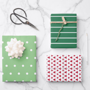 Rot und Grün Moderne Muster Weihnachten Geschenkpapier Set