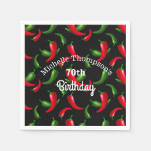 Rot und Grün Paprika Geburtstag Napkins