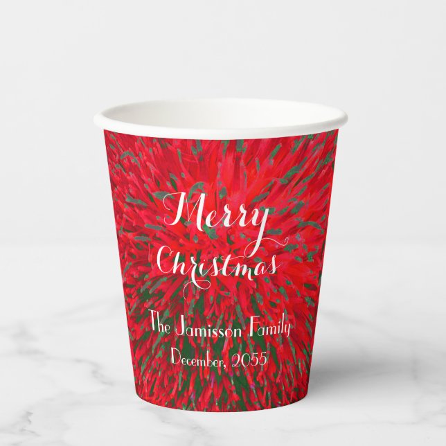 Rot und Grün Personalisiert Frohe Weihnachten Part Pappbecher (Vorderseite)