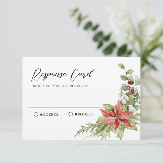 Rot und grün RSVP karte (Stehend Vorderseite)