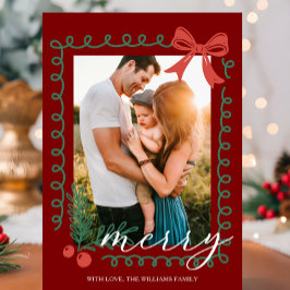 Rot und Grün von Hand Feiertagskarte