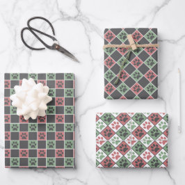 Rot und grün Weihnachten Gestapelte Paarung Geschenkpapier Set