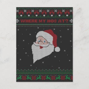 Rot und Grün, wo mein Haus ist? Santa Ugly Xmas Postkarte