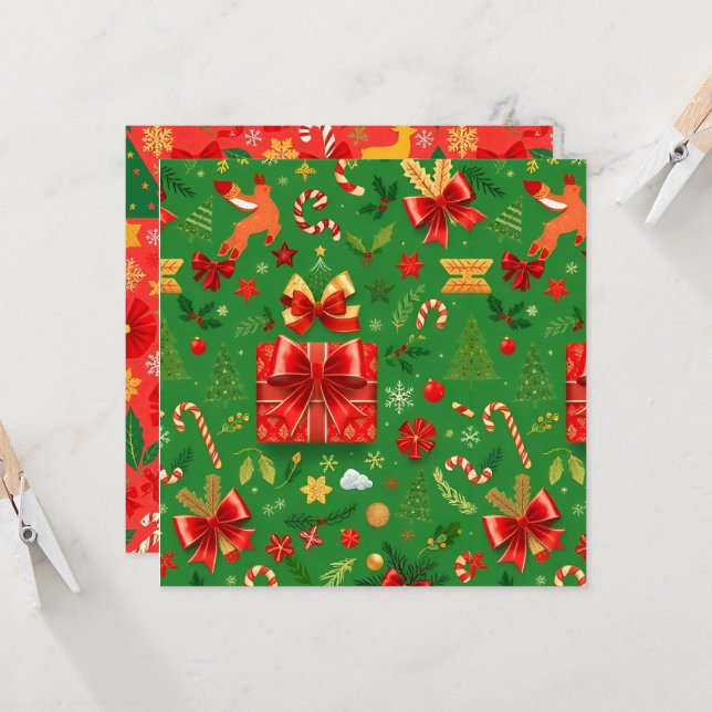 ROT UND GRÜNE CHRISTMAS DAY EINLADUNG (Vorderseite/Rückseite Beispiel)