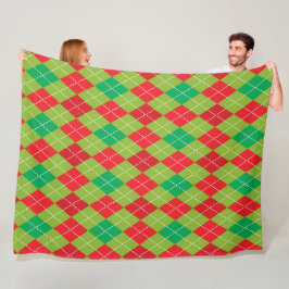 ROT UND GRÜNE CHRISTMAS DIAMOND PATTERN FLEECEDECKE