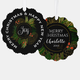 ROT UND GRÜNE CHRISTMAS, PERSONALISIERT ORNAMENT KARTE