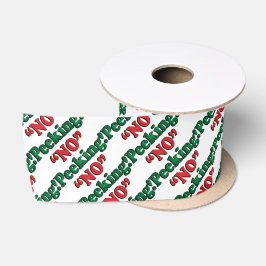 Rot und grünen Sie kein spähendes Weihnachten Satinband