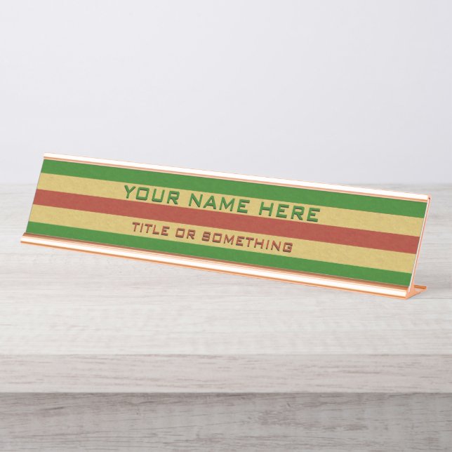 Rot- und Grünholzprint Schreibtischnamensplakette (Vorderseite )