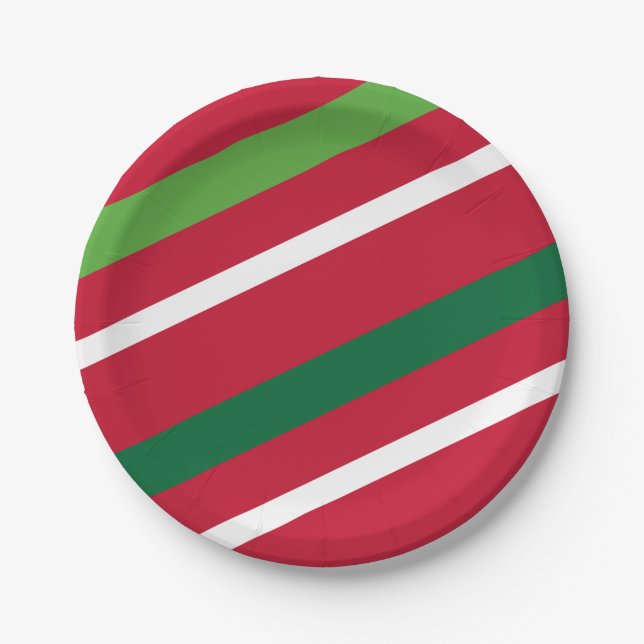 Rot- und Grünstreifen-Papierplatte Pappteller (Vorderseite)