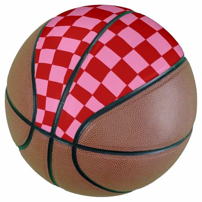 Rot und Heiß rosa überprüft Basketball (angewinkelt)