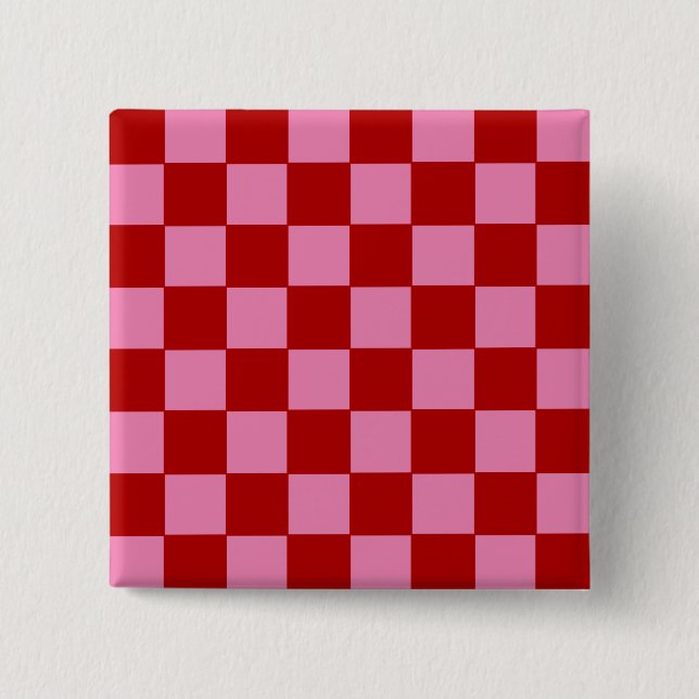 Rot und Heiß rosa überprüft Button (Vorderseite)