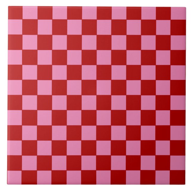 Rot und Heiß rosa überprüft Fliese (Vorderseite)