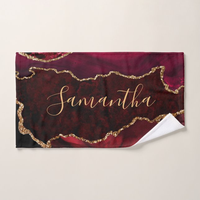 Rot und Imitate Gold Glitzer Marmorschlauch Agate Handtuch (Handtuch)