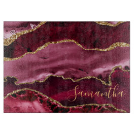 Rot und Imitate Gold Glitzer Marmorschlauch Agate Schneidebrett