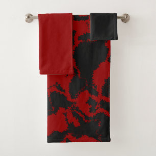 Rot und Kohle abstrakt Badhandtuch Set