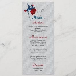 Rot- und Marineblumen Botanische Hochzeit Menükarte