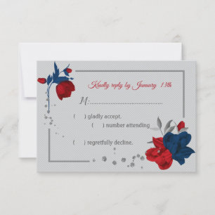 Rot- und Marineblumen botanisches Grau RSVP Karte