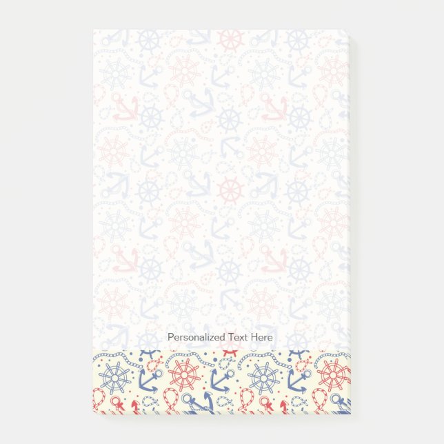 Rot und Marinehintergrund mit Anker Post-it Klebezettel (Vorderseite)