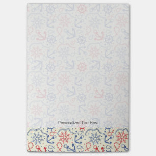 Rot und Marinehintergrund mit Anker Post-it Klebezettel