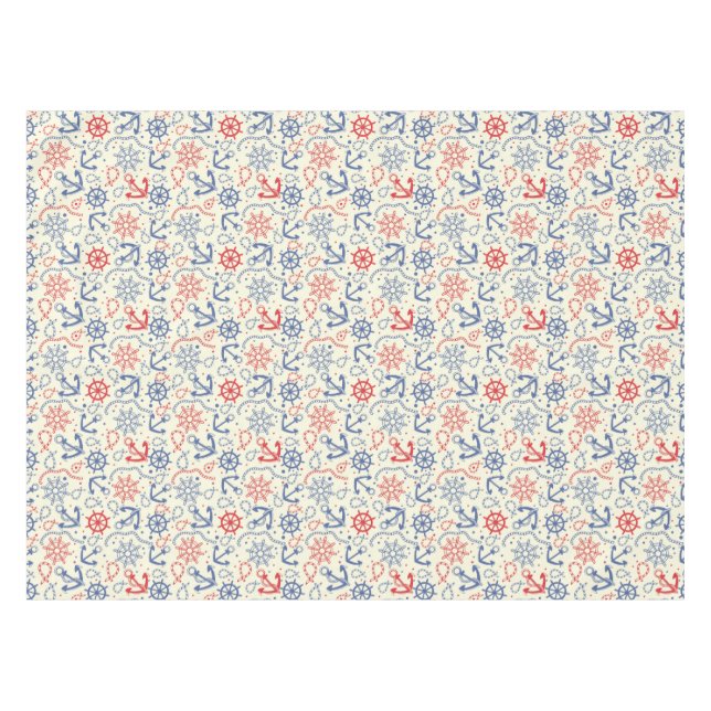 Rot und Marinehintergrund mit Anker Tischdecke (Vorderseite (Horizontal))