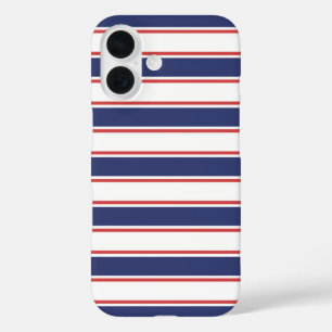 Rot- und Navy-Blaustreifen iPhone 16 Hülle