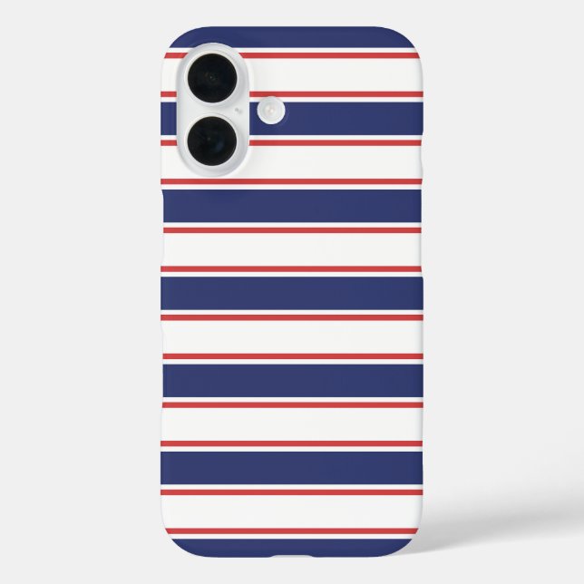 Rot- und Navy-Blaustreifen iPhone 16 Hülle (Rückseite)