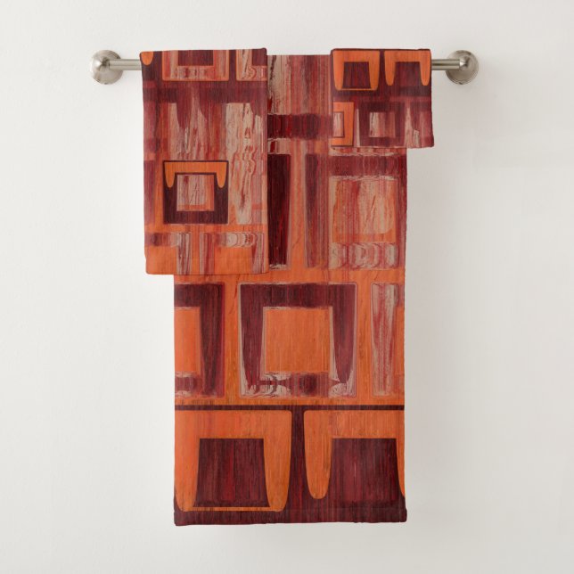 rot und orange abstrakt badhandtuch set (Insitu)