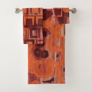 rot und orange abstrakt badhandtuch set