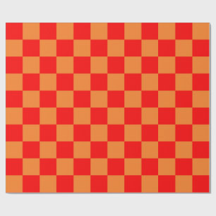 Rot und Orange kariert Geschenkpapier