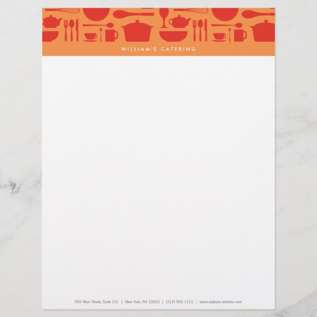ROT UND ORANGE KÜCHENKÜCHENKÜHLSCHREIBEN BRIEFKOPF (Vorderseite)
