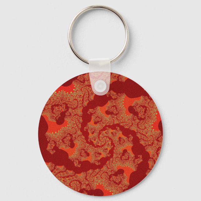 Rot und Orange Swirl Schlüsselanhänger (Vorderseite)