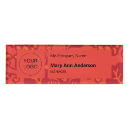 Rot und Orange Vibranand Bold Floral Pattern Namenschild