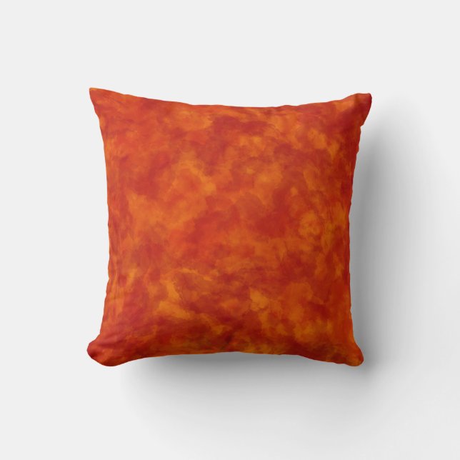 Rot und orangefarbenes Marmor Kissen (Vorderseite)