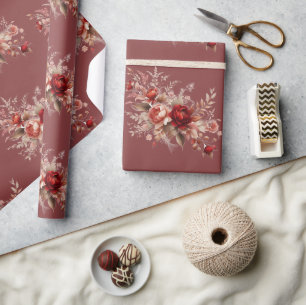 Rot und Pfirsichblüte Geschenkpapier